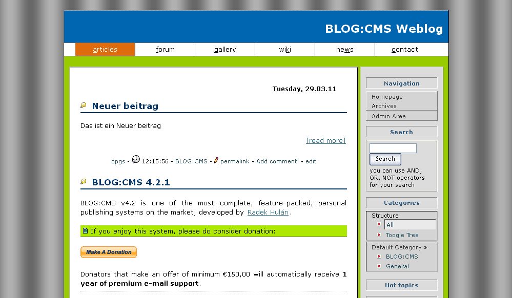 Screenshot BLOG:CMS Screeshot BLOG:CMS