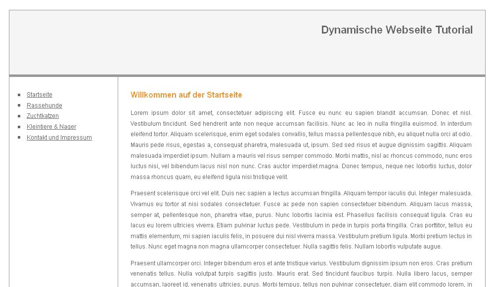 Screenshot Dynamische Webseite Tutorial Screeshot Dynamische Webseite Tutorial